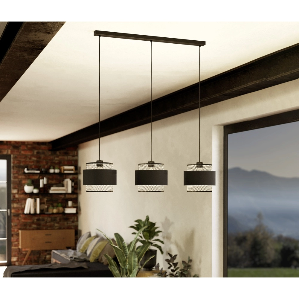 Black pendant lamp Bazely 3L - Ø 23cm Eglo 9002759436698