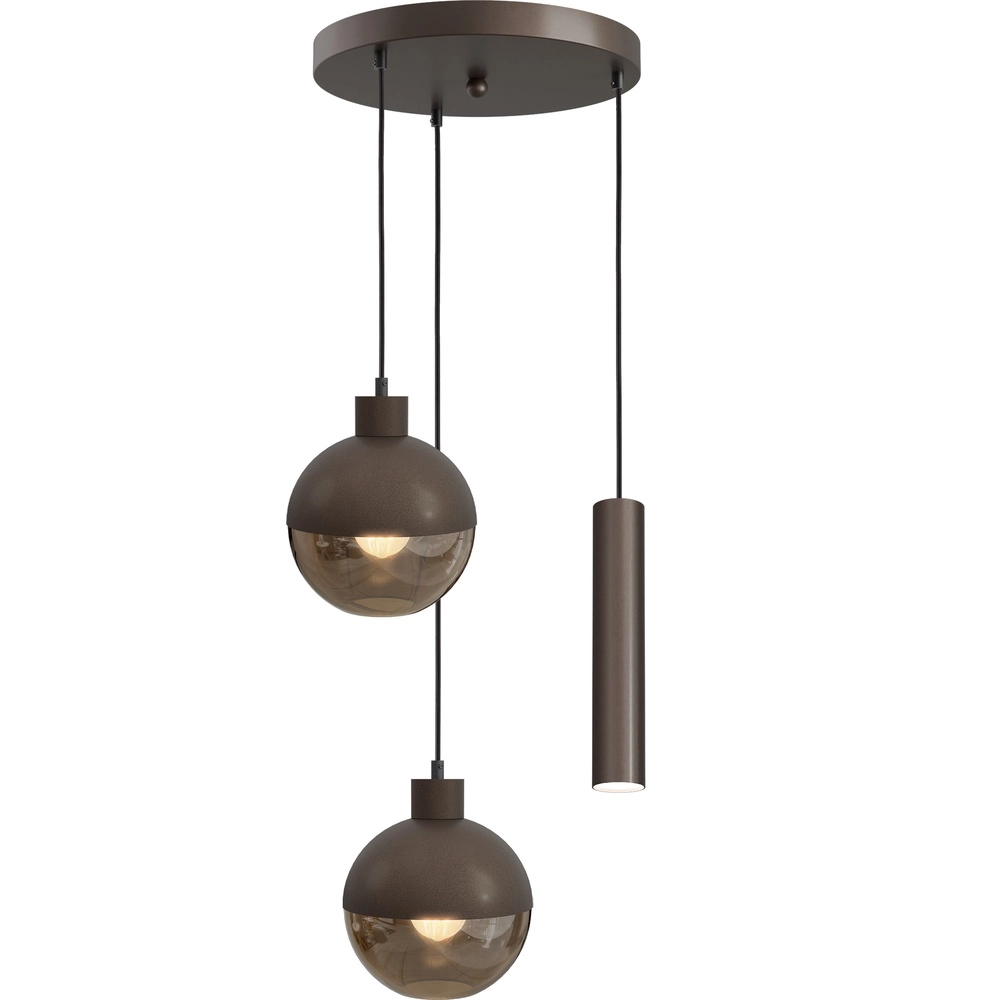 3-light pendant lamp Opera Ø 35cm cocoa