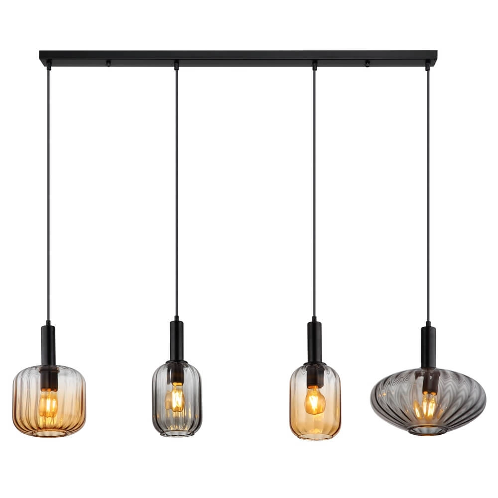 Pendant lamp Valletta with coloured glass 4-lights Globo 9007371452866