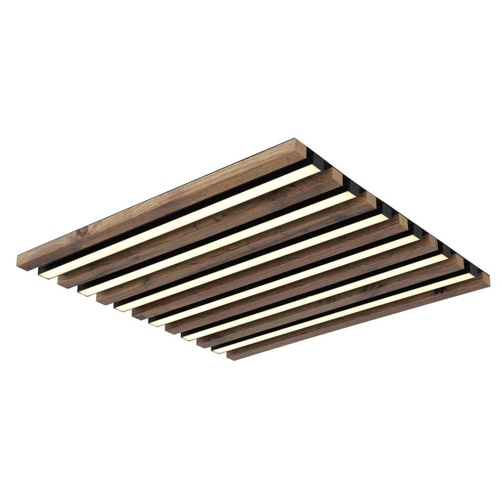 Ceiling lamp Hayden black with wood square 45cm