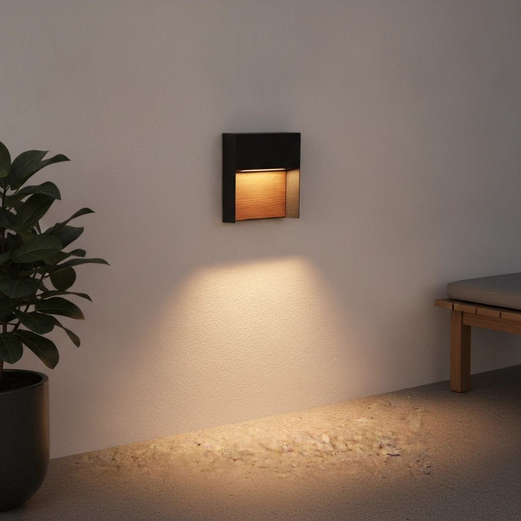 Design wall lamp Noray black with wood - 2700K