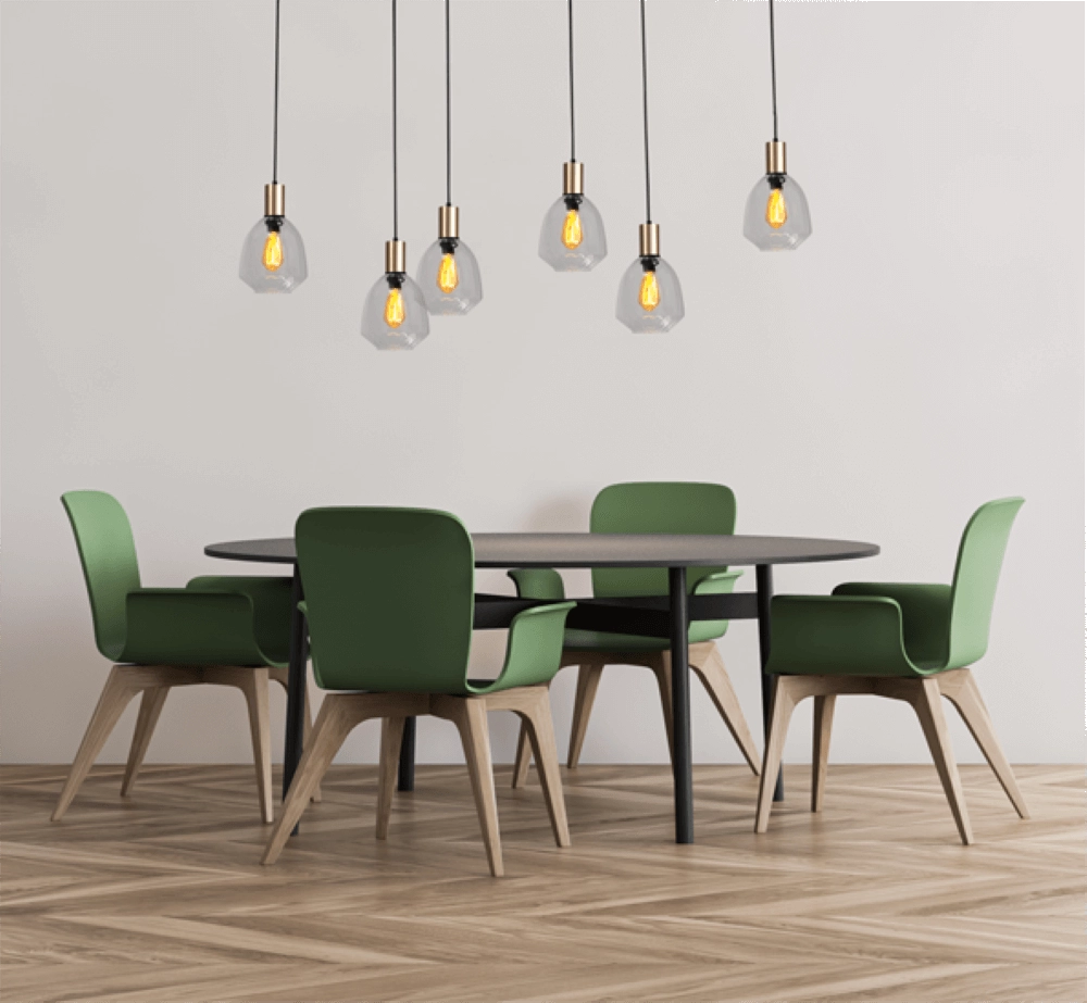 6-light hanging lamp - gold - Porto with Nicolette clear lenses Masterlight 8718121270609