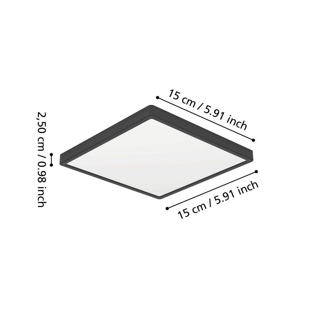 Ceiling light IP44 Fueva 6 Square - Black - 15x15cm Eglo 9008606330331