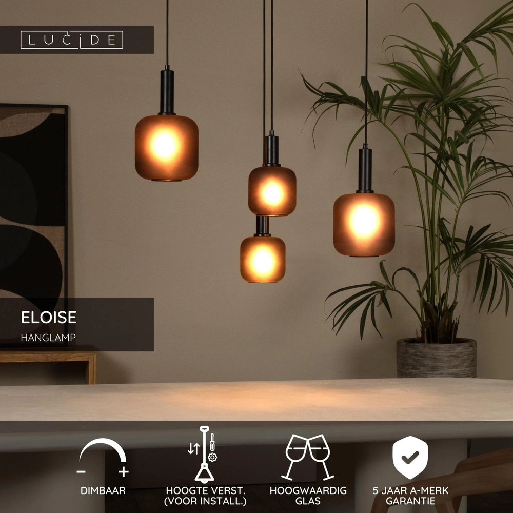 Black pendant lamp Eloise 4-light Lucide 5411212452474