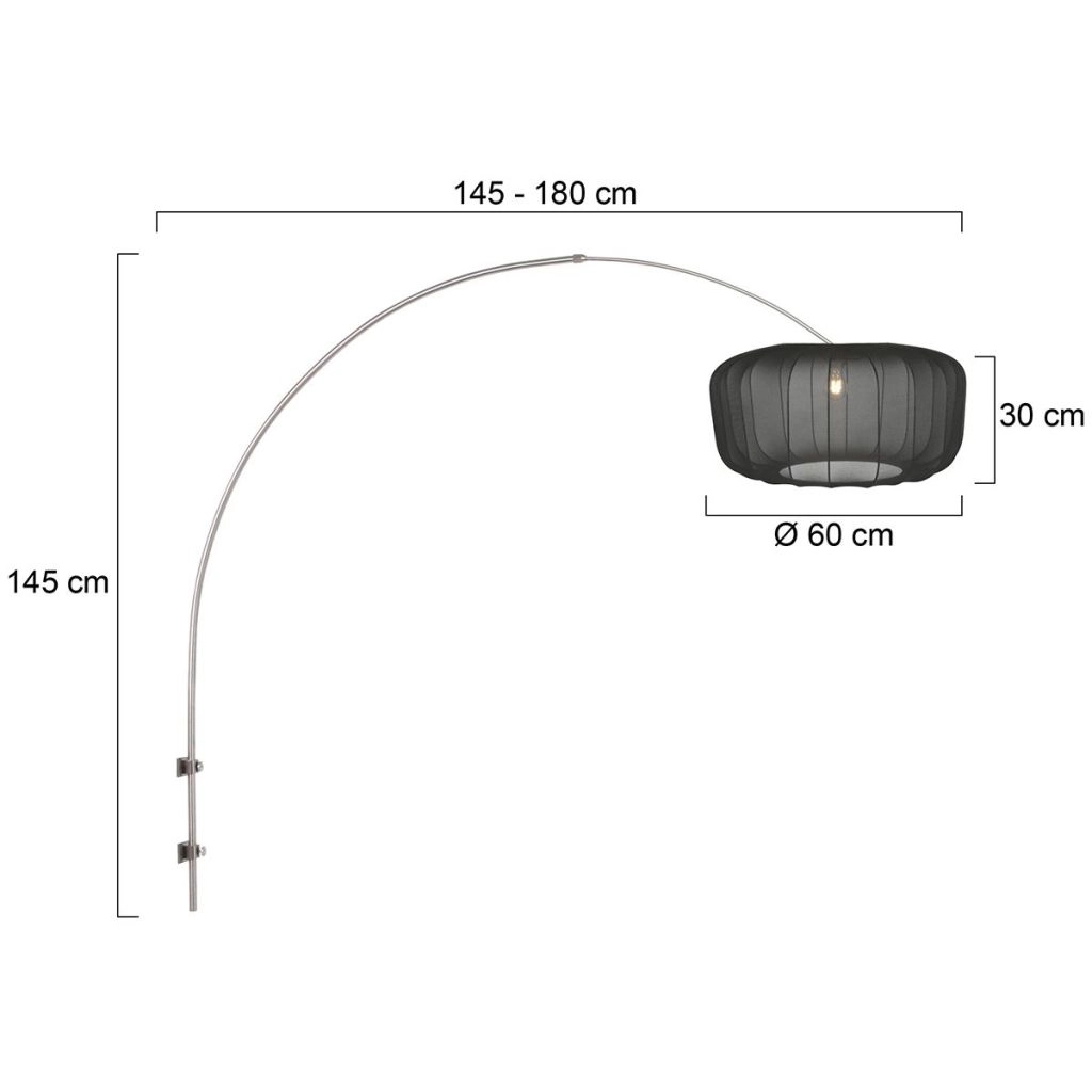 Wall lamp Vela Lino metal grey with black shade Steinhauer 8712746181975
