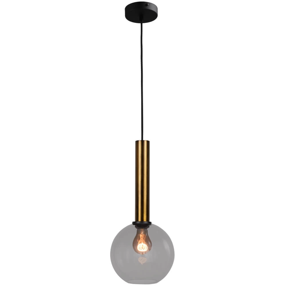 Hanging lamp Ø 20cm Bella 2 Antique brass with smoke glass