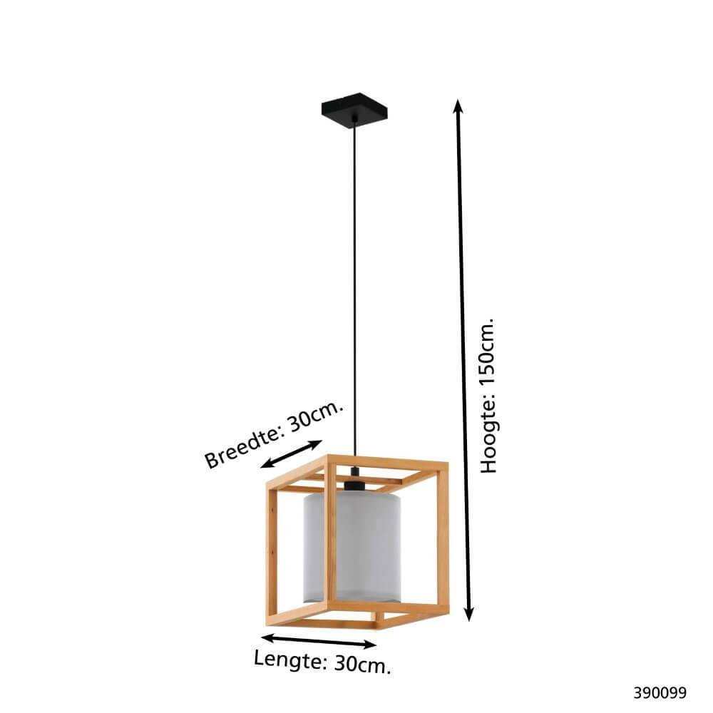 Wooden hanging lamp Granados with white hood Stars of Light 9008606223619