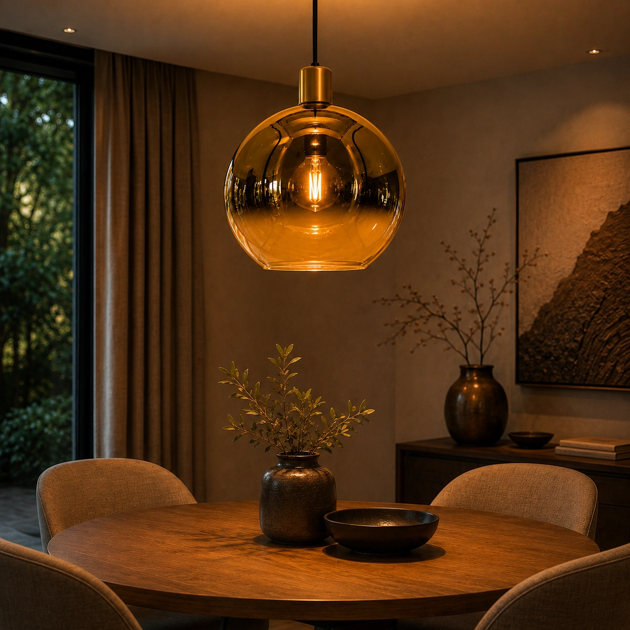 Ø 40cm hanging lamp Rosario with gold glass