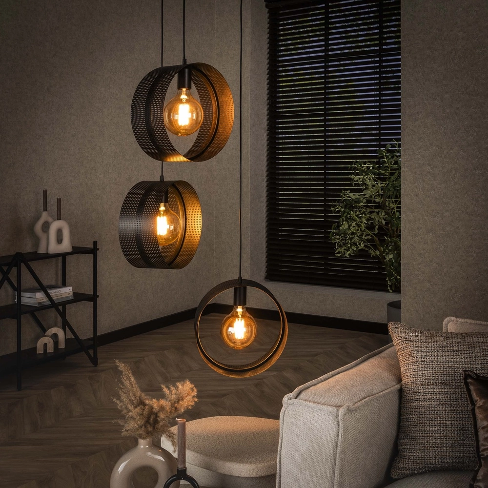 Country Pendant Lamp Ring charcoal - 3x E27