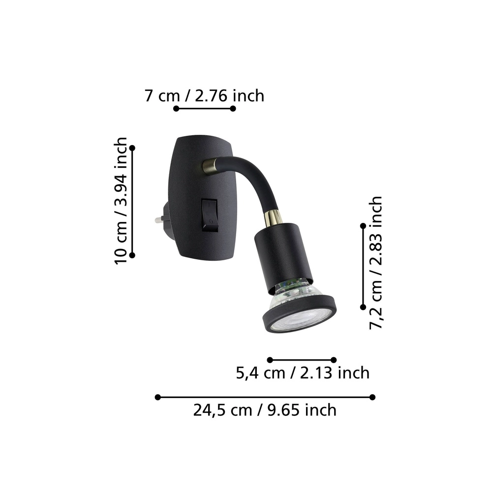Plug spot Parrini Flexible and with switch Eglo 9008606377022
