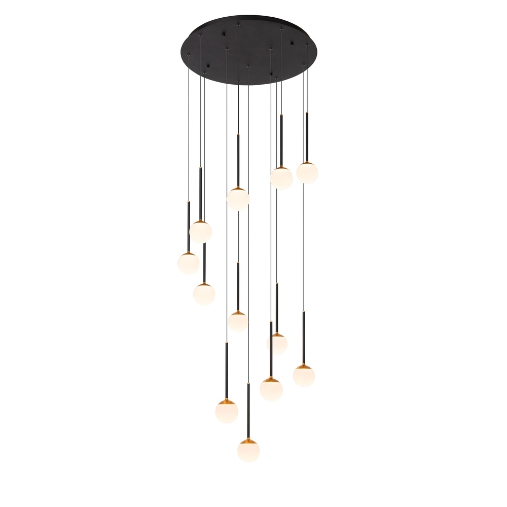 Vide pendant lamp Calina 12 lights with white spheres