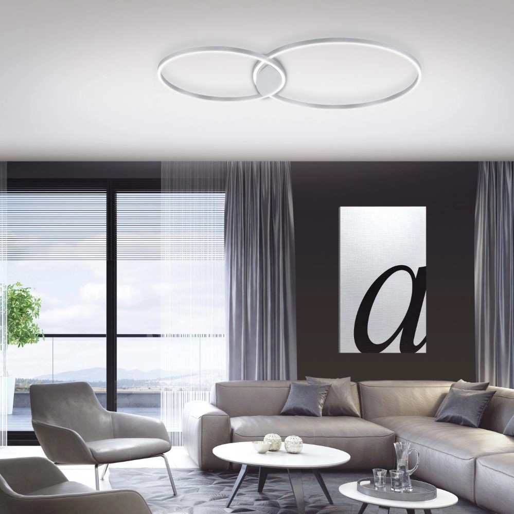 Design ceiling lamp Q-Kate 2-ring 124cm gray Paul Neuhaus 4012248333556