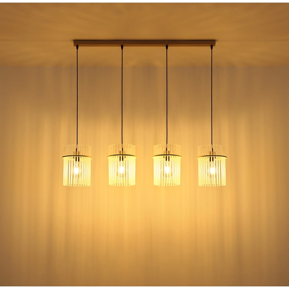 4-light pendant lamp Gorley sand brown with glass Globo 9007371572717