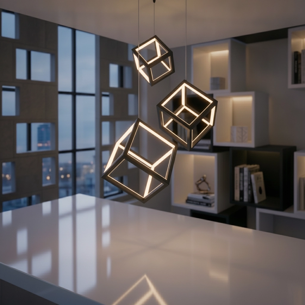 Square pendant lamp Gabbia Black Triple