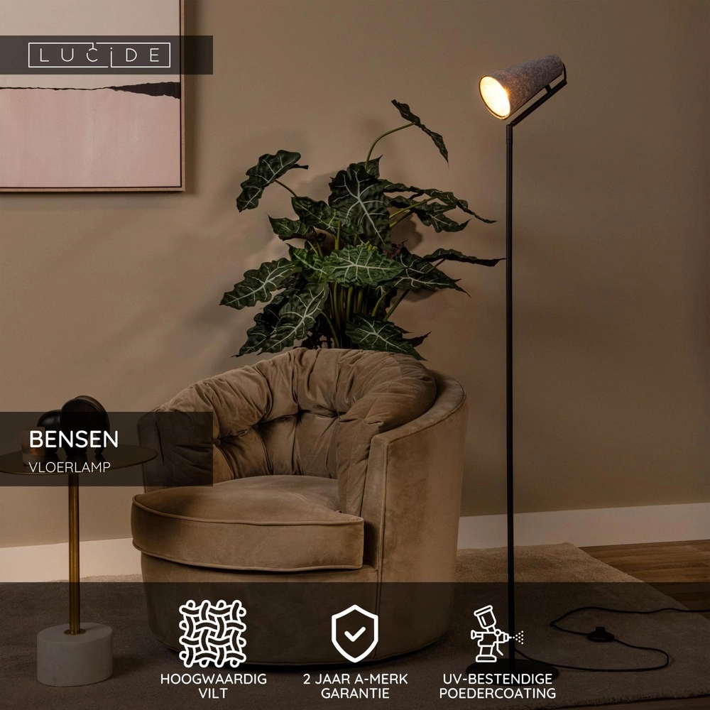 Unique floor lamp Bensen grey Lucide 5411212051653