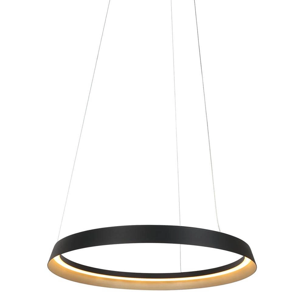 Sleek pendant lamp Ringlux black Ø 60cm