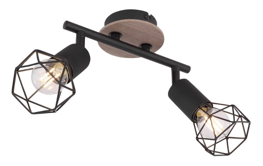 Ceiling light Xara I black with wood