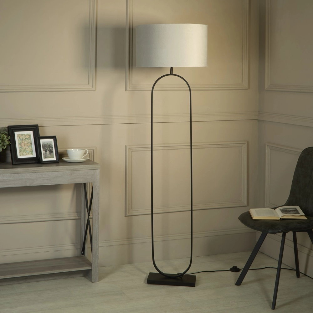 Floor lamp Modish black with gray hood Searchlight 5053423307565