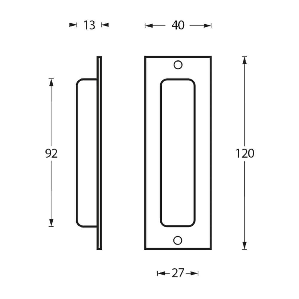 Sliding door handle straight Alvro 12x4cm stainless steel screw hole Intersteel 8714186097137