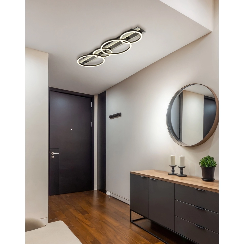 Black ceiling lamp Norberto 4 rings Globo 9007371575831