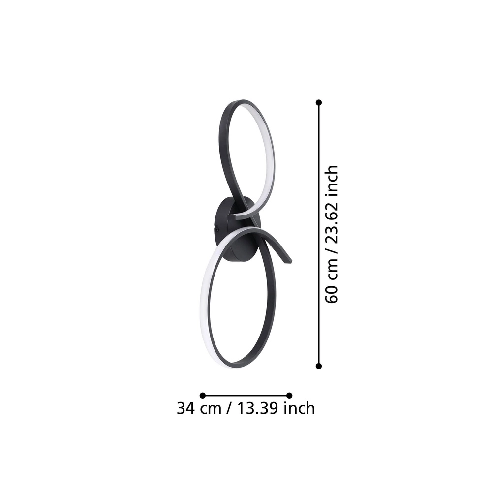 Modern led ceiling light Serpins 60cm - black Eglo 9008606313655
