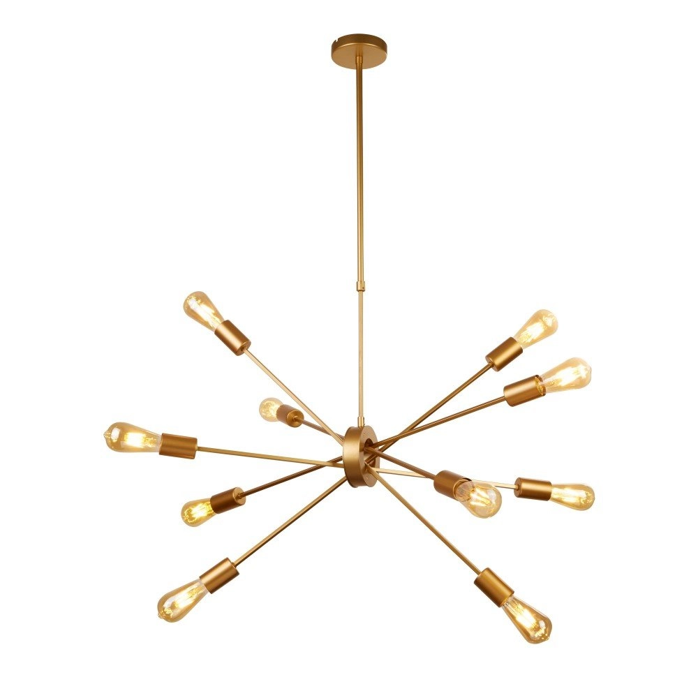 Golden pendant lamp Alpha Spider 10-light