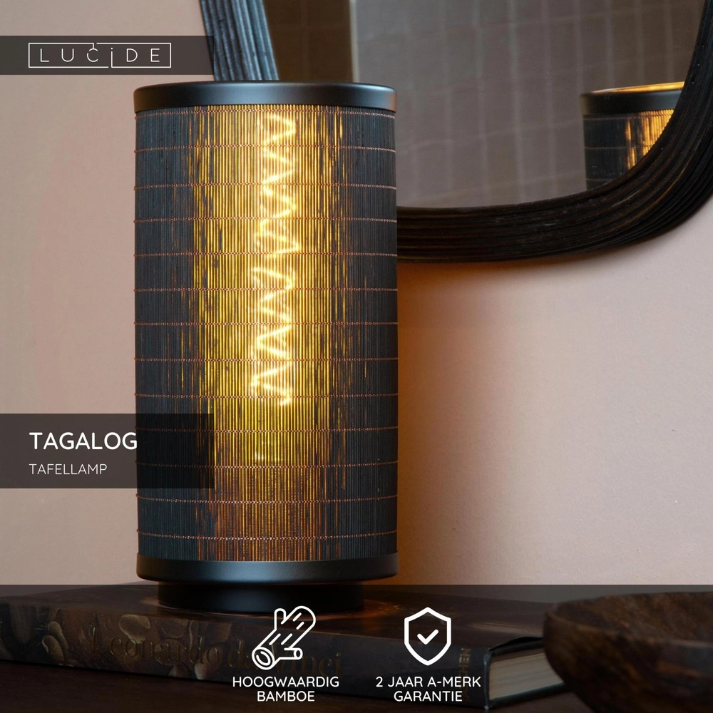 Table lamp Tagalog Ø 15cm black Lucide 5411212211637