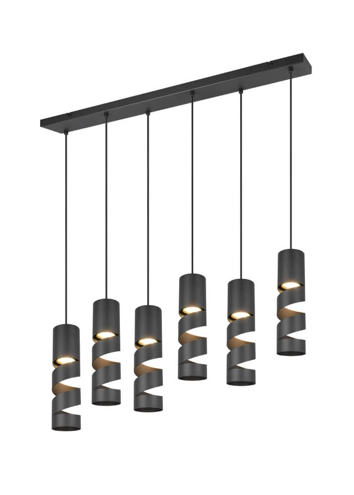 6-light tube pendant lamp Stream black
