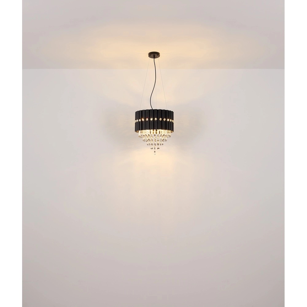 Pendant lamp Eleos black with crystal Globo 9007371528431
