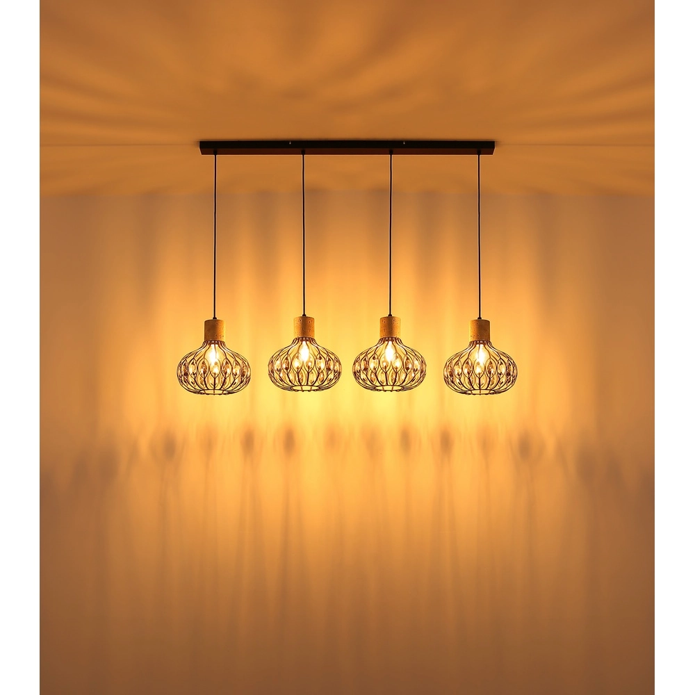 4-light pendant lamp Dorthy Country Black Globo 9007371572069