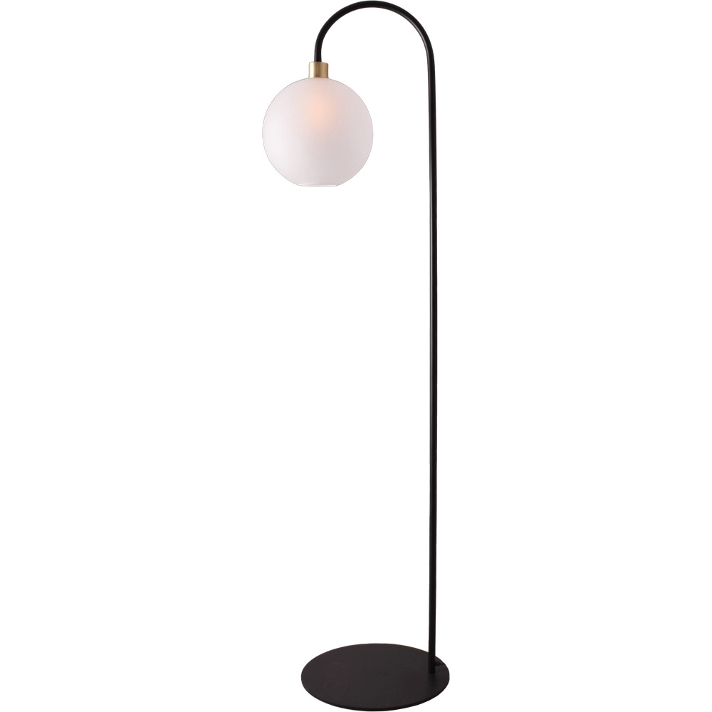 Floor lamp Lazise black with gold and white glass