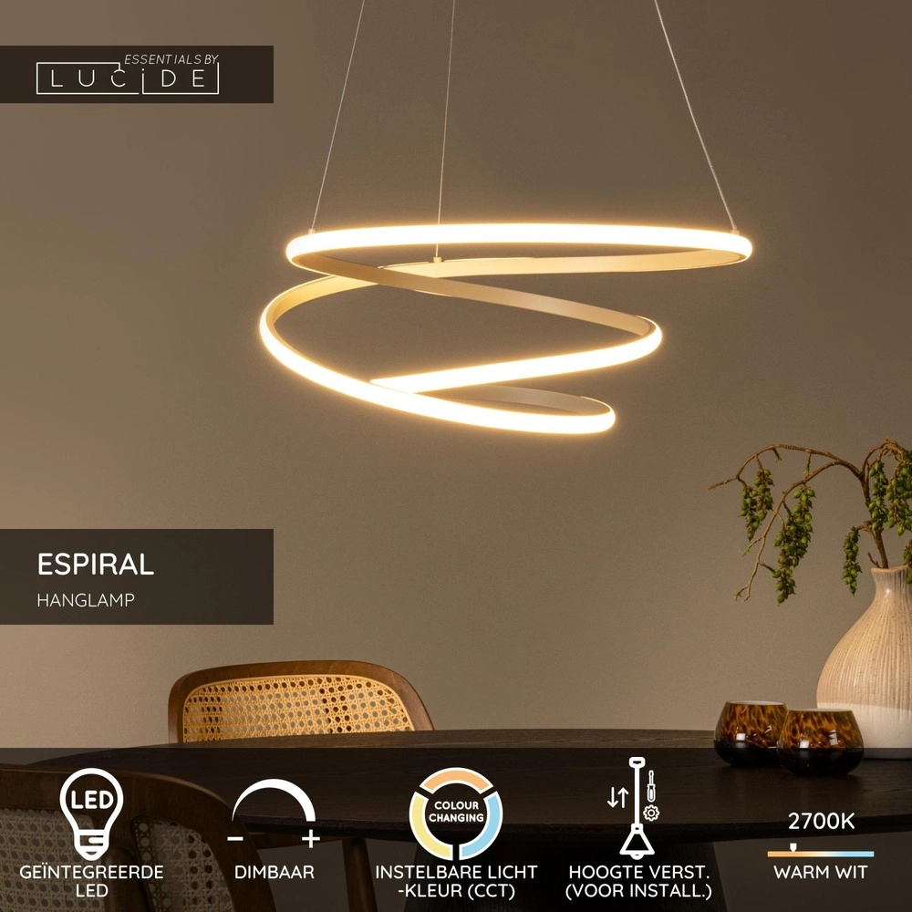 Modern pendant lamp Espiral sand brown 40W Lucide 5411212782991