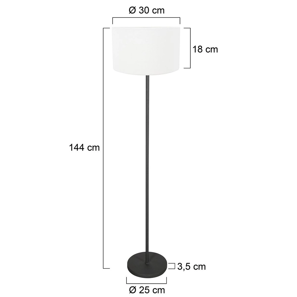Black floor lamp Noor with white cap Steinhauer 8712746182385