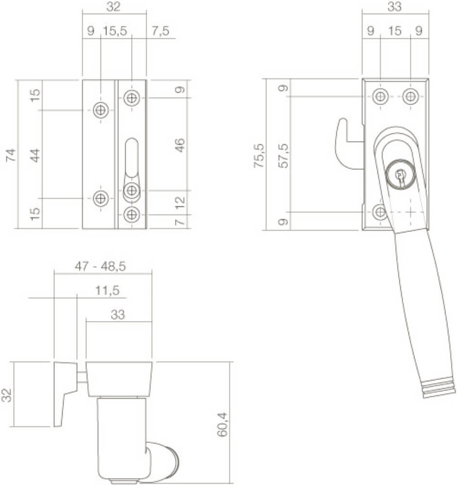 Window closure Ton 222 lockable left nickel Intersteel 8714186130858