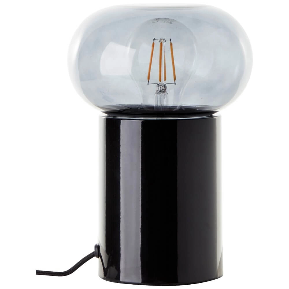 Black table lamp Knut with smoke glass Brilliant 4004353430169