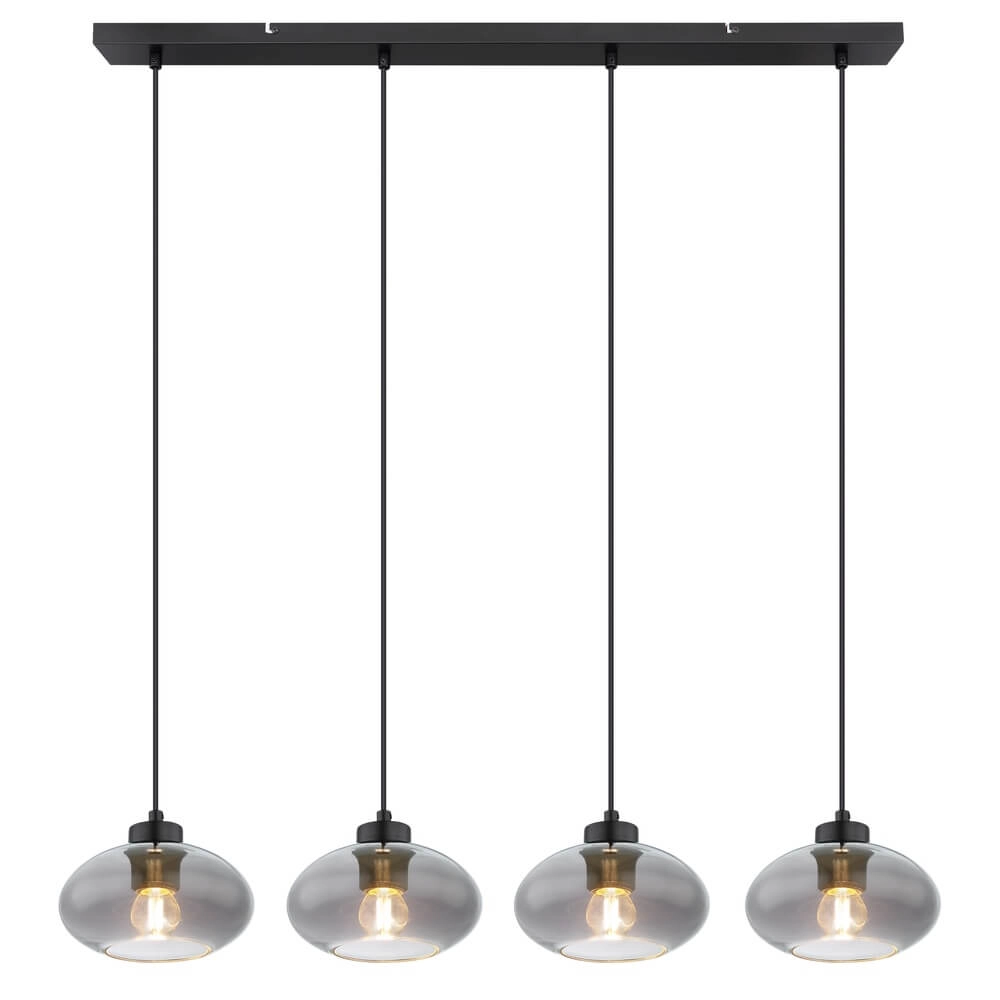 Black pendant lamp Shaun 4-light straight Globo 9007371442478