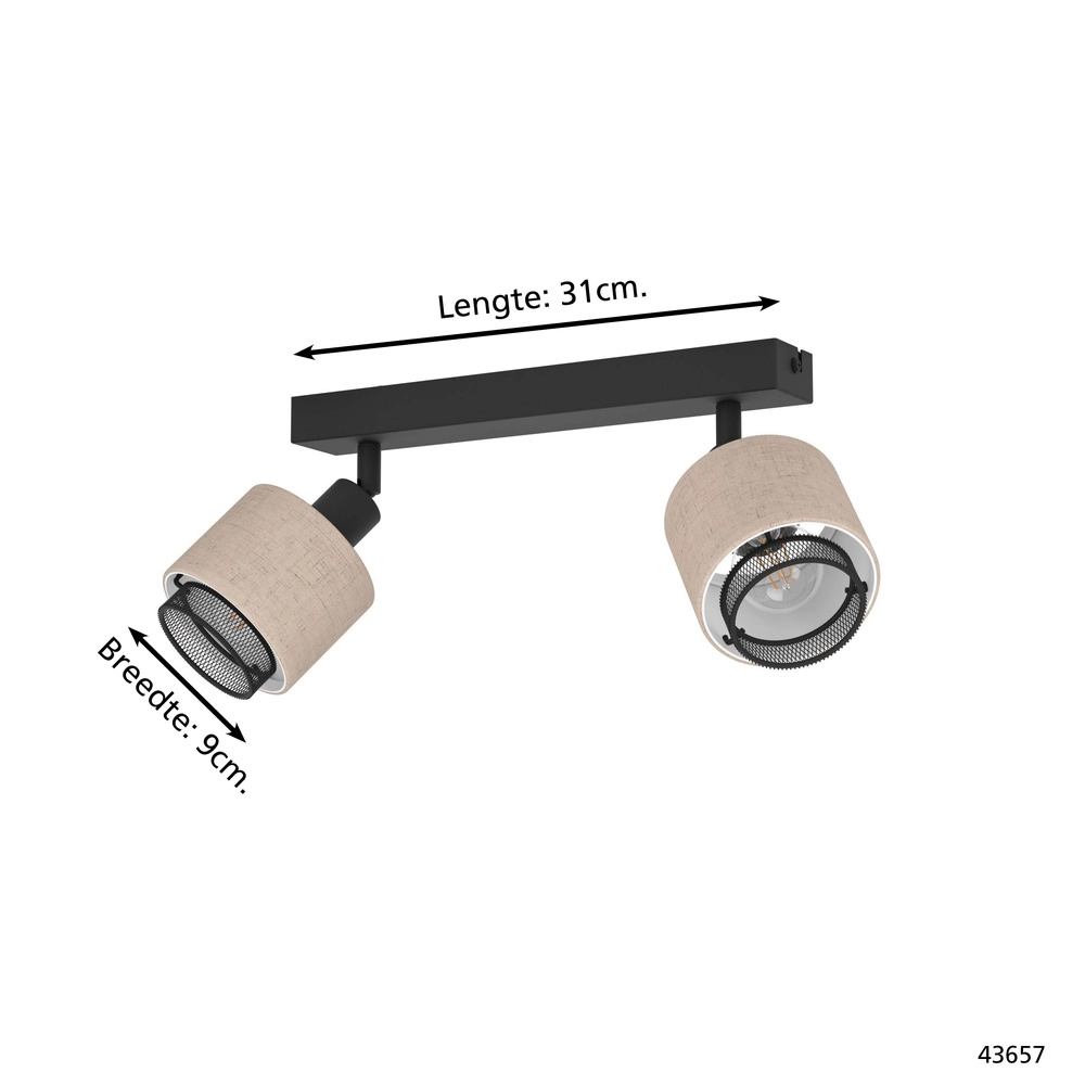 Japandi ceiling lamp Rosley 2L - black with cream Eglo 9002759436575