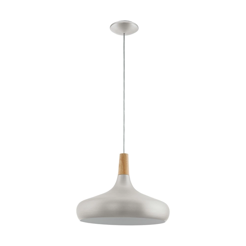 Pendant lamp Sabinar 40cm stainless steel with wood brown Eglo 9008606300013