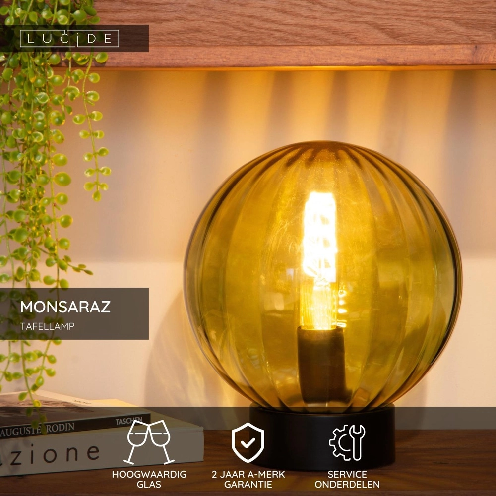 Table lamp Monsaraz Green glass Lucide 5411212452436