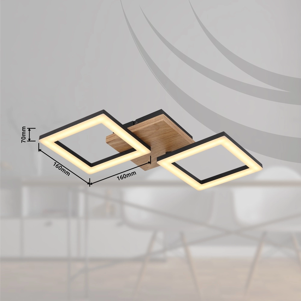 Design ceiling lamp Kerry black with wood look Globo 9007371440221