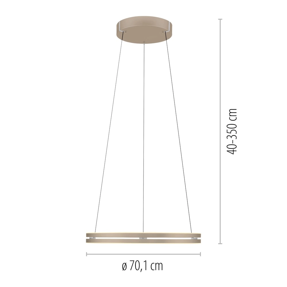Office pendant lamp Pure E-Loop bronce - Ø 70cm Paul Neuhaus 4012248398364