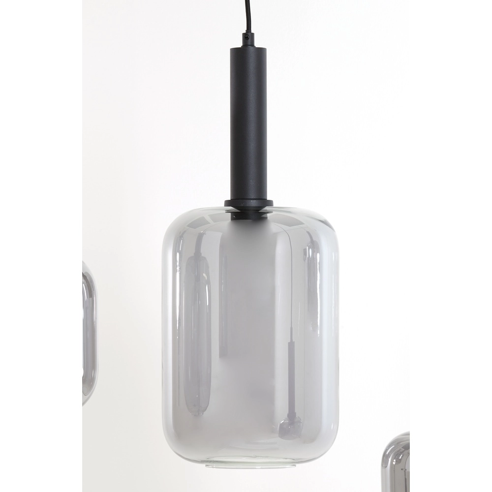 Dining table pendant lamp Lekar 5x E27 - black with smoke glass Light & Living 8717807638351