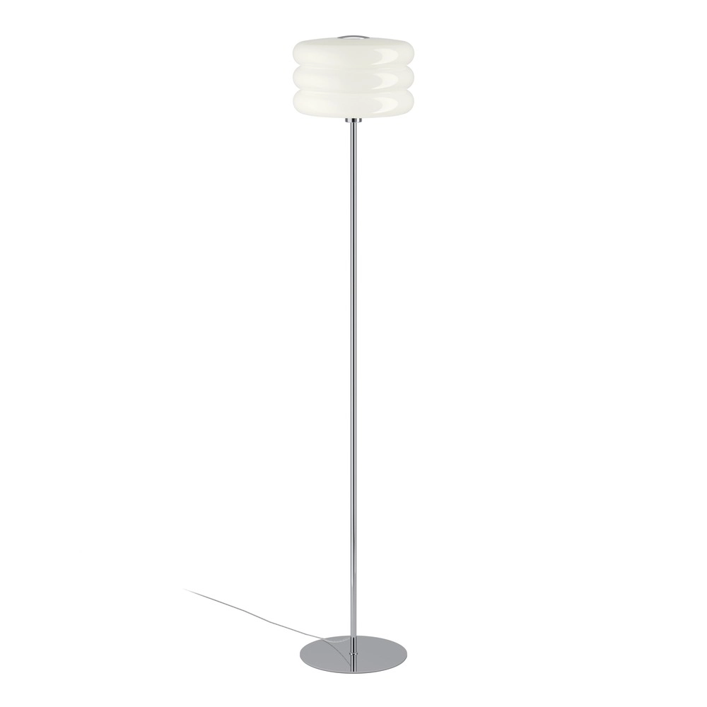 Design floor lamp Tortora chrome with white Ø 30cm