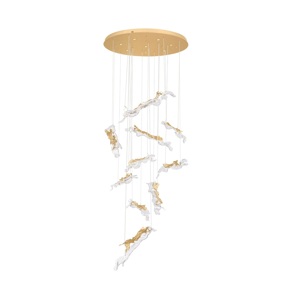 Golden pendant lamp Avesa with clear glass Ø 100cm Lyora 5212063500440