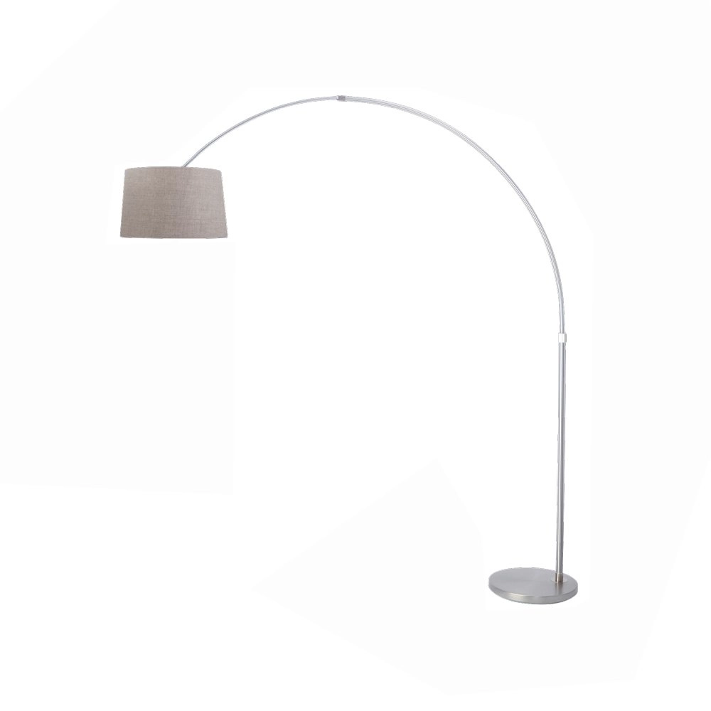 Arc lamp Gramineus gray with taupe lampshade