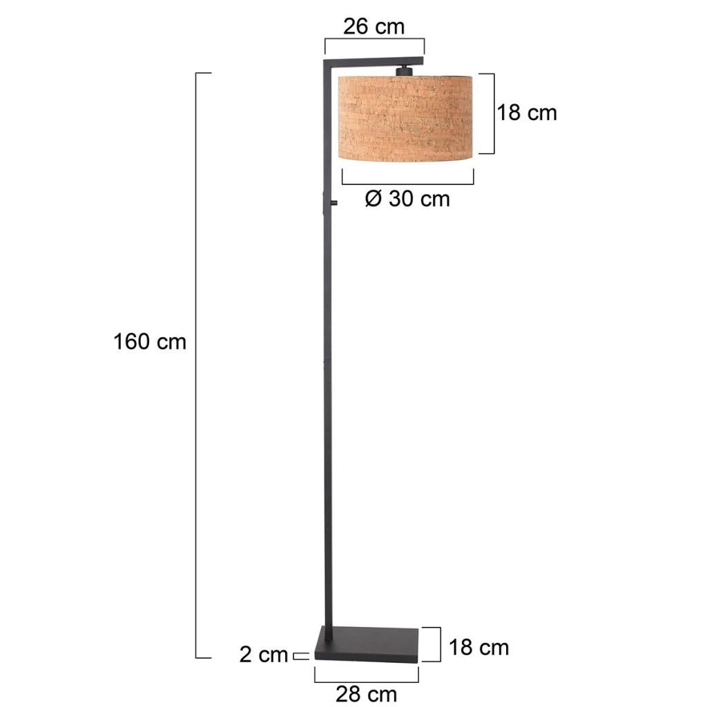 Black floor lamp Stang with cork cap Ø30cm Steinhauer 8712746180619