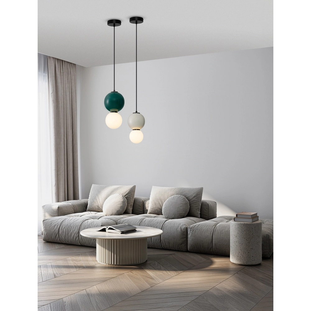 Pendant lamp Noesis Ø 15cm light grey with white Lyora 5212017483690