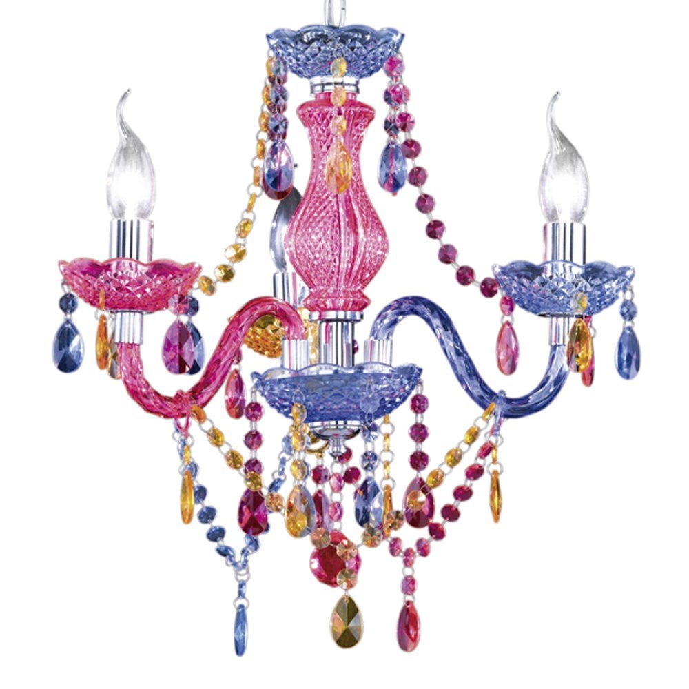 Chandelier Luster Crystal 40cm 3-light colored transparent Trio 4017807241181
