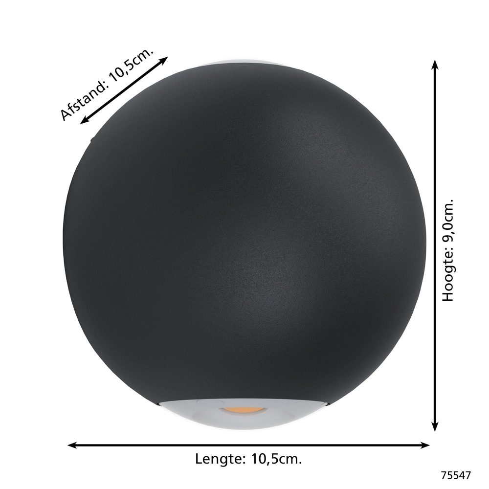 Sleek wall lamp Abugo Black Eglo 9002759755478