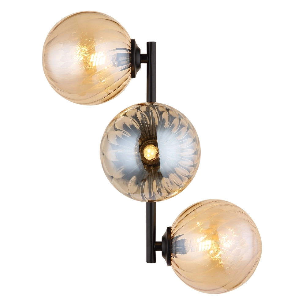 Black wall lamp Conor with amber glass Globo 9007371515189